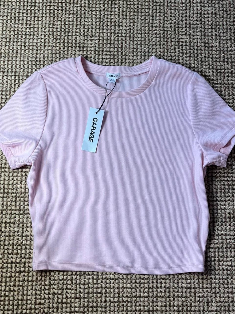 Garage Light Pink Ribbed Short Sleeve Tee